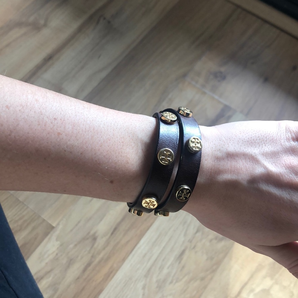 Brown and gold Tory Burch wrap bracelet
